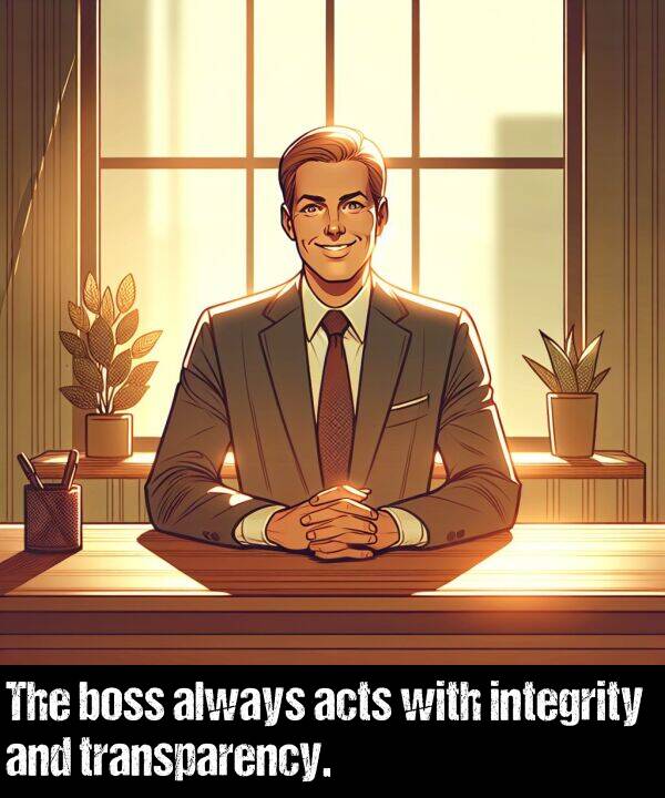 transparency: The boss always acts with integrity and transparency.