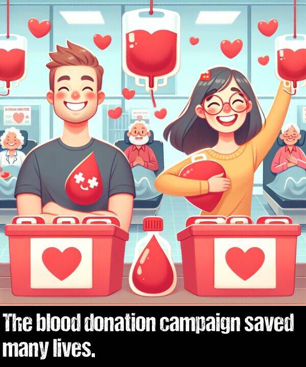 lives: The blood donation campaign saved many lives.