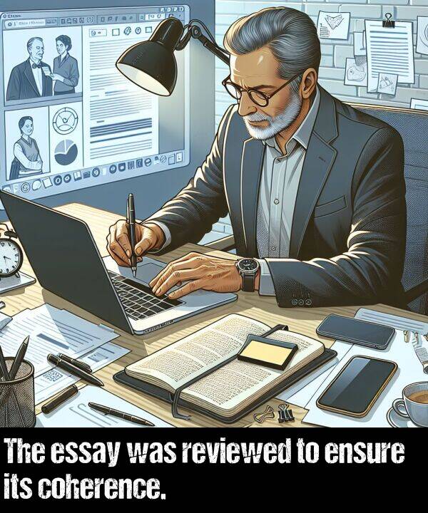 its: The essay was reviewed to ensure its coherence.