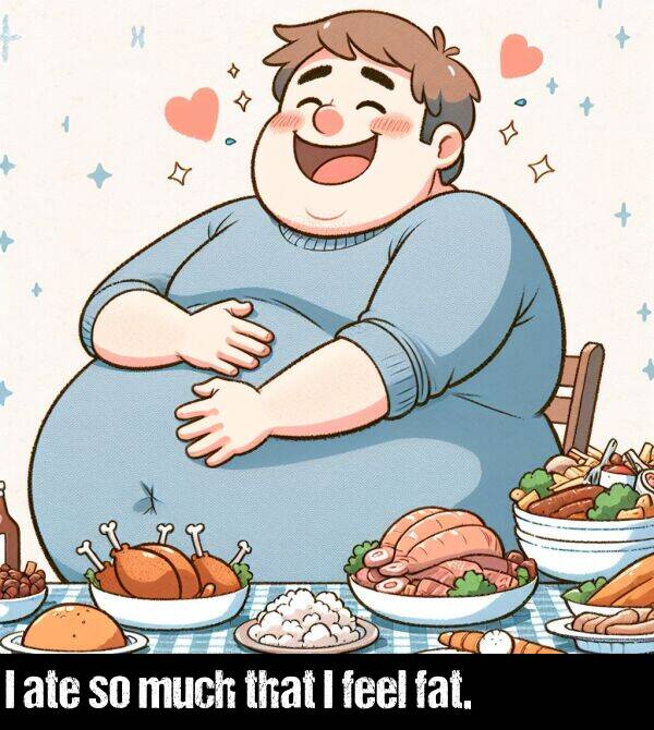 that: I ate so much that I feel fat.