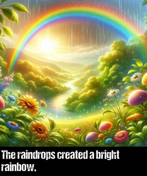 bright: The raindrops created a bright rainbow.