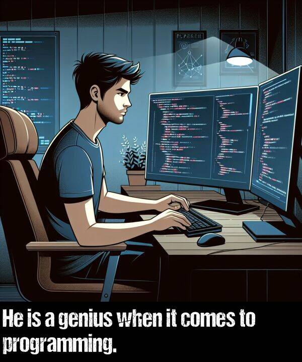 comes: He is a genius when it comes to programming.