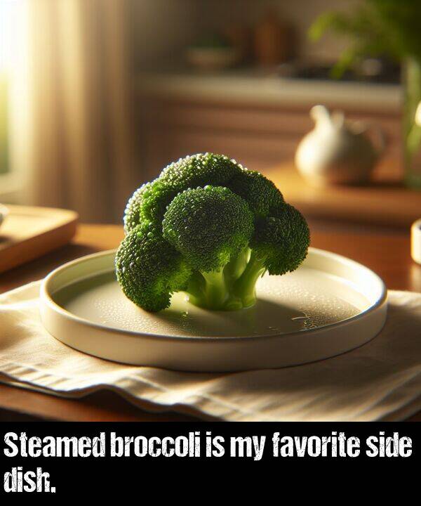 side: Steamed broccoli is my favorite side dish.