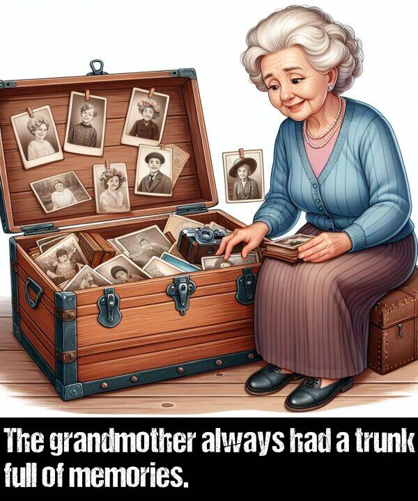 had: The grandmother always had a trunk full of memories.