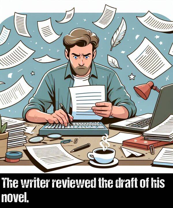 his: The writer reviewed the draft of his novel.