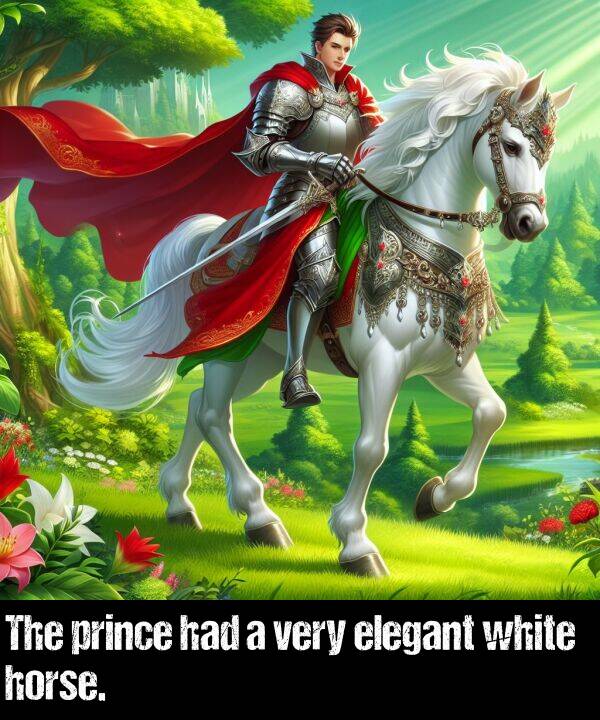 had: The prince had a very elegant white horse.