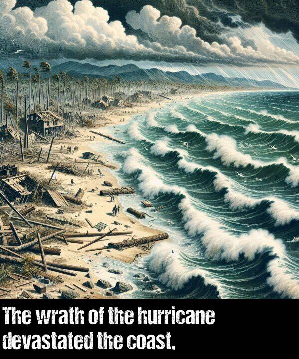 hurricane: The wrath of the hurricane devastated the coast.