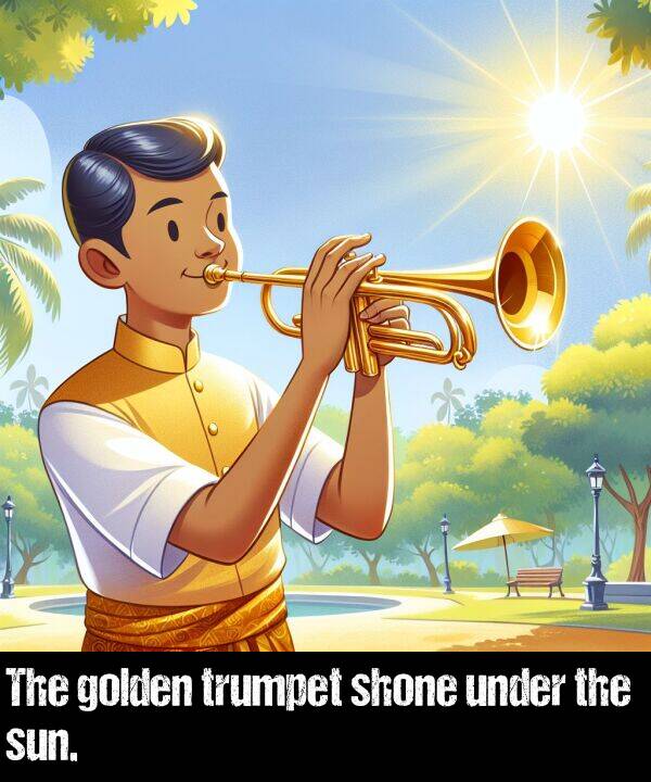 golden: The golden trumpet shone under the sun.