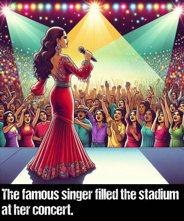 stadium: The famous singer filled the stadium at her concert.