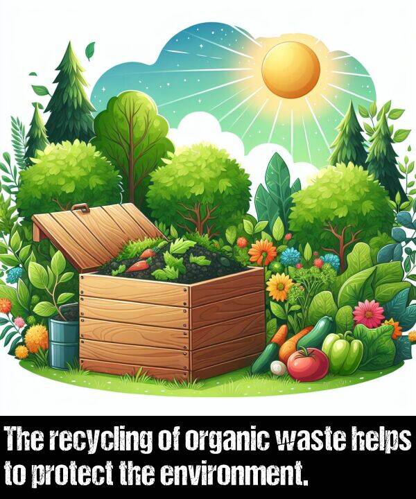 environment: The recycling of organic waste helps to protect the environment.