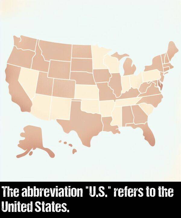 refers: The abbreviation "U.S." refers to the United States.