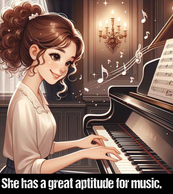 music: She has a great aptitude for music.