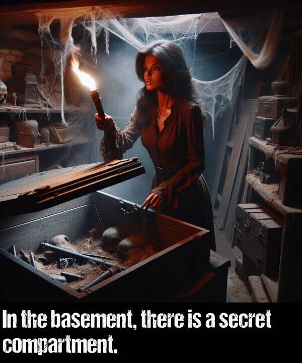 basement: In the basement, there is a secret compartment.