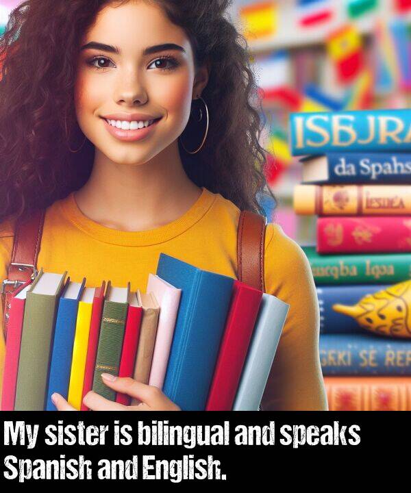 bilingual: My sister is bilingual and speaks Spanish and English.