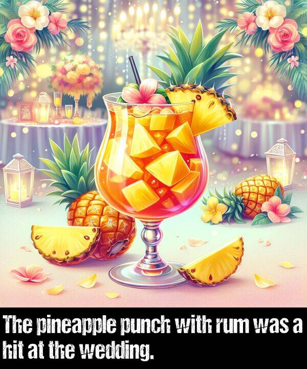 punch: The pineapple punch with rum was a hit at the wedding.