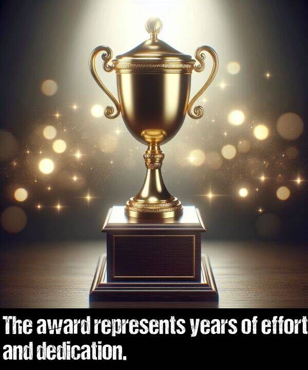 years: The award represents years of effort and dedication.