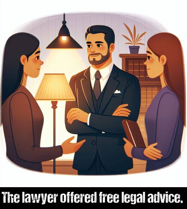 legal: The lawyer offered free legal advice.