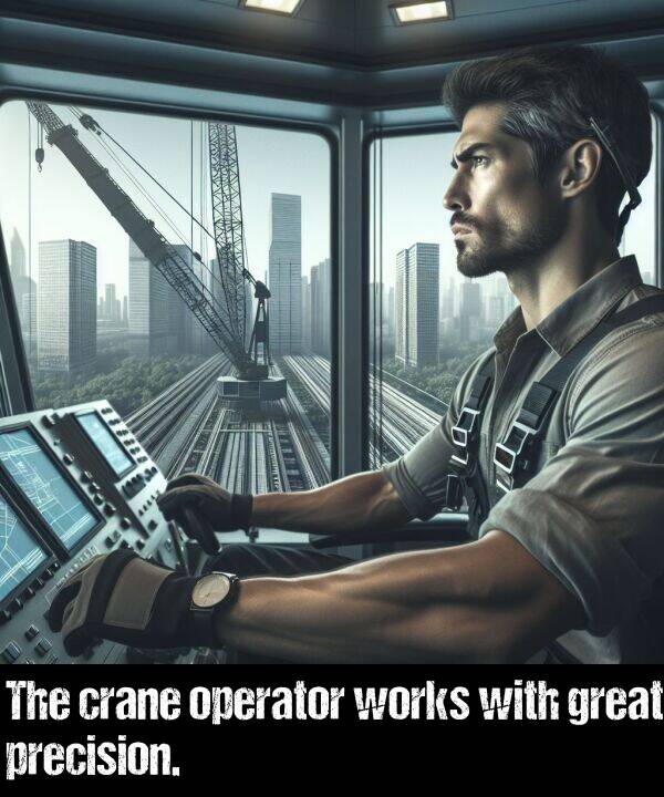 great: The crane operator works with great precision.