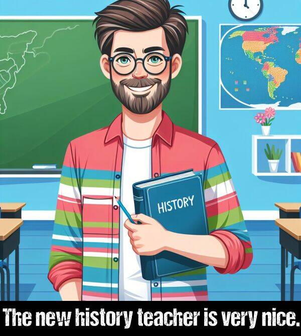 history: The new history teacher is very nice.