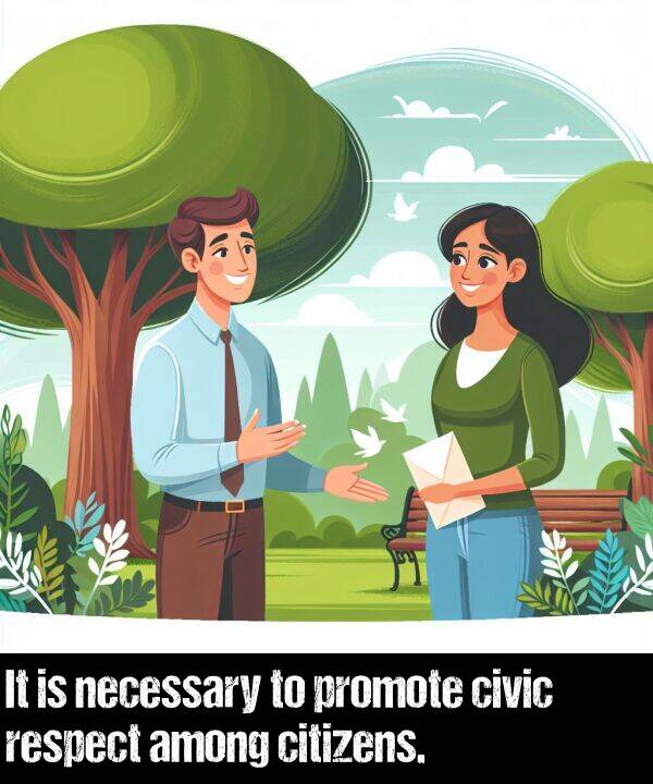 among: It is necessary to promote civic respect among citizens.