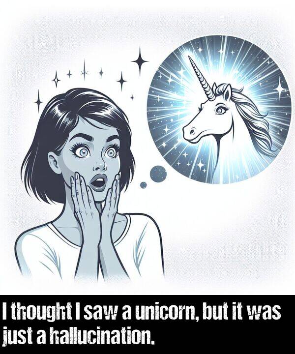 just: I thought I saw a unicorn, but it was just a hallucination.