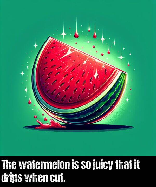 that: The watermelon is so juicy that it drips when cut.