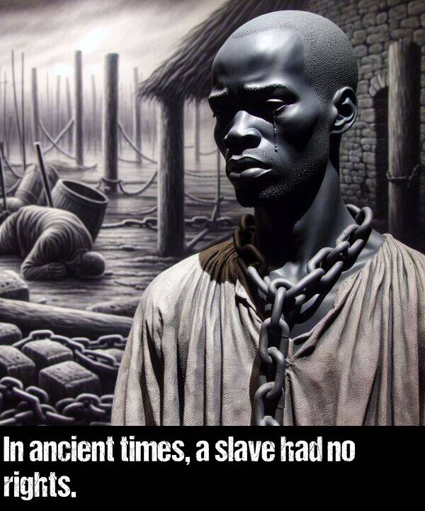 had: In ancient times, a slave had no rights.