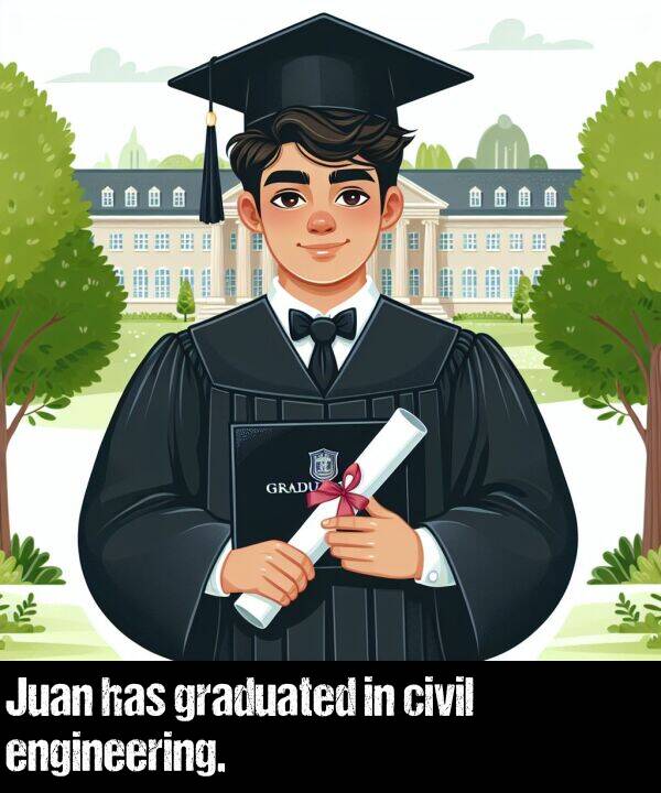 has: Juan has graduated in civil engineering.