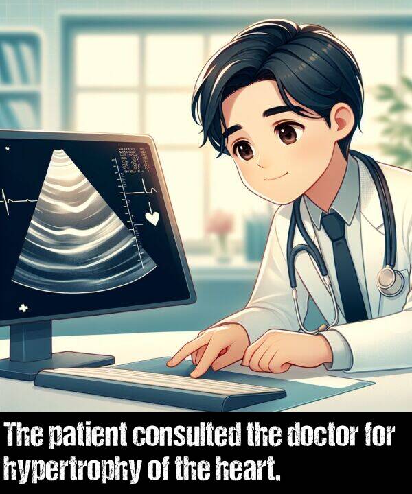 consulted: The patient consulted the doctor for hypertrophy of the heart.