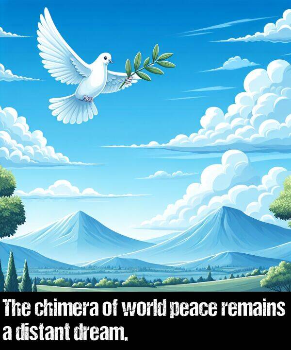 world: The chimera of world peace remains a distant dream.