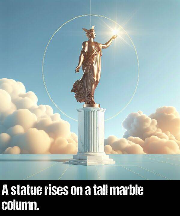 column: A statue rises on a tall marble column.