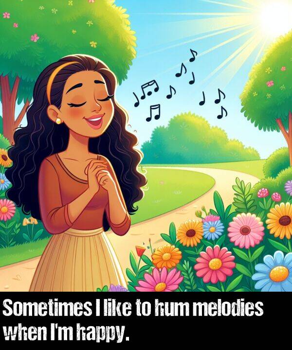 like: Sometimes I like to hum melodies when I'm happy.