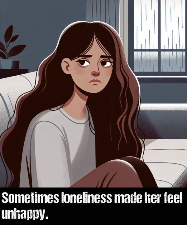 loneliness: Sometimes loneliness made her feel unhappy.