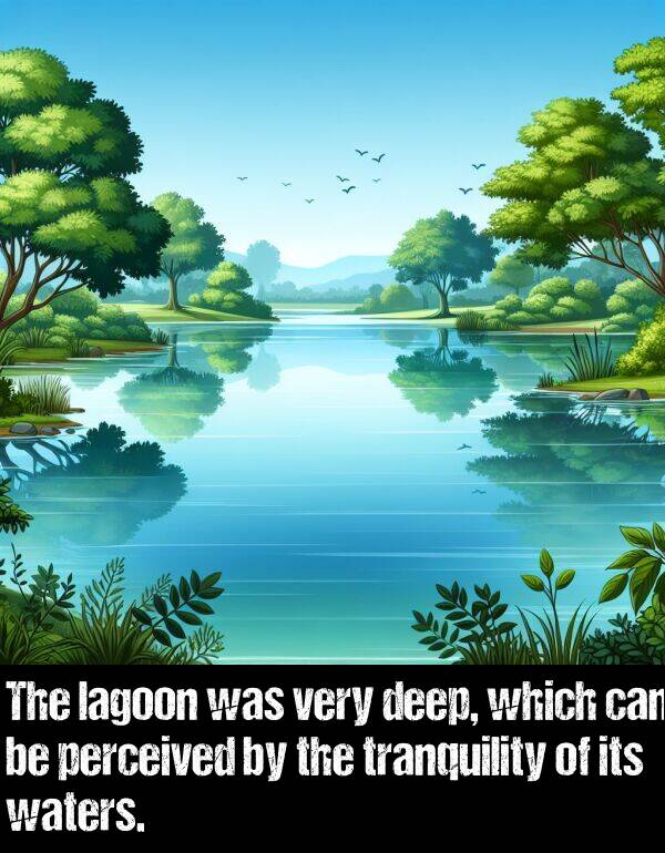 tranquility: The lagoon was very deep, which can be perceived by the tranquility of its waters.