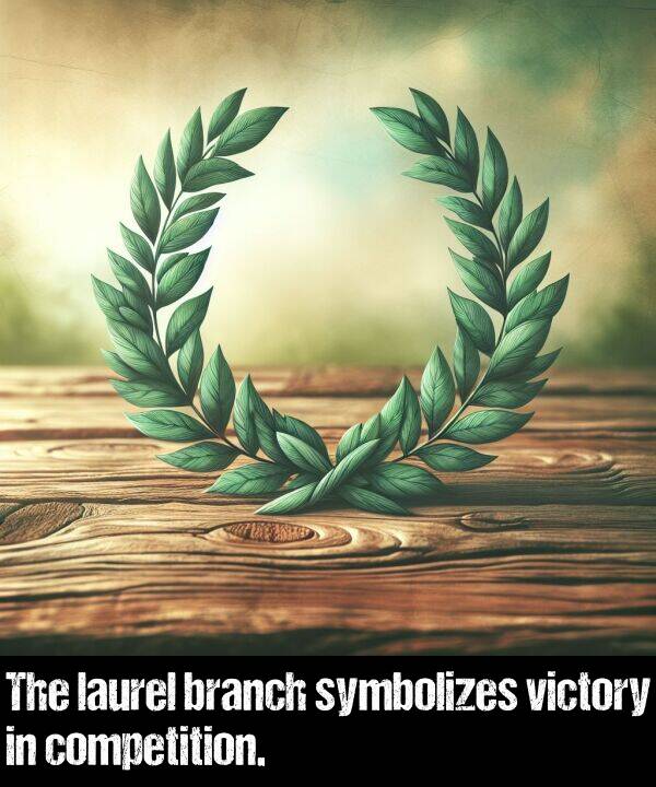 branch: The laurel branch symbolizes victory in competition.