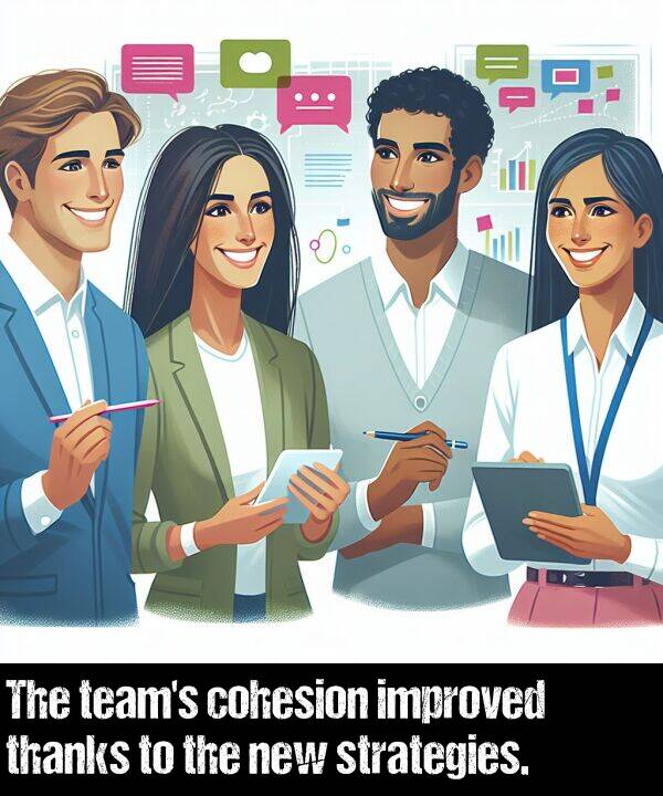 new: The team's cohesion improved thanks to the new strategies.