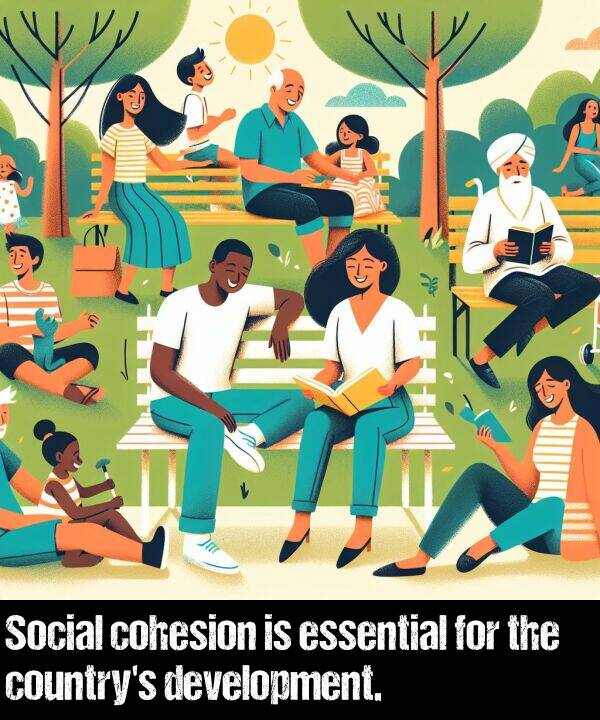 essential: Social cohesion is essential for the country's development.