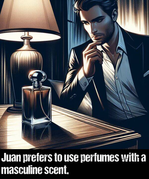 use: Juan prefers to use perfumes with a masculine scent.