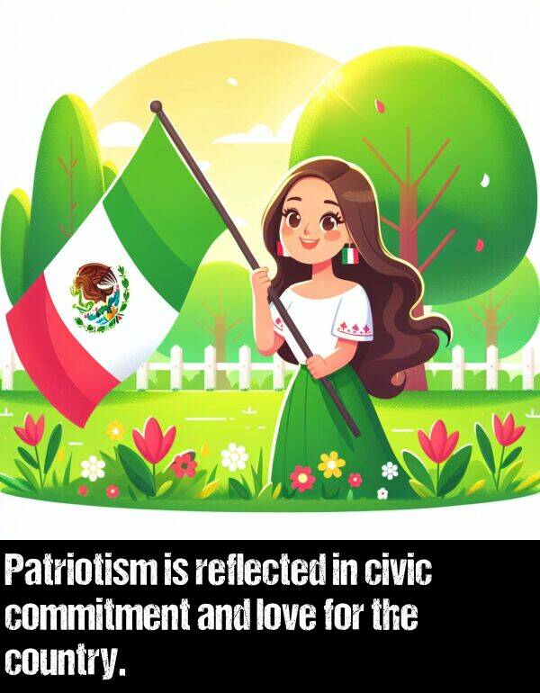 country: Patriotism is reflected in civic commitment and love for the country.