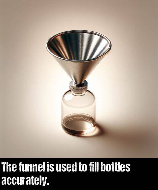 bottles: The funnel is used to fill bottles accurately.