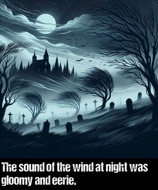 night: The sound of the wind at night was gloomy and eerie.