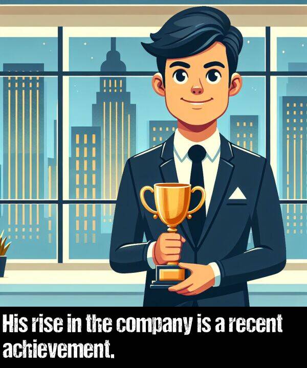 rise: His rise in the company is a recent achievement.