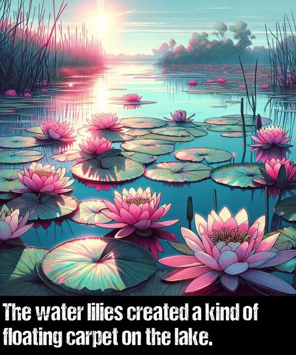 created: The water lilies created a kind of floating carpet on the lake.