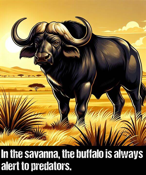 buffalo: In the savanna, the buffalo is always alert to predators.