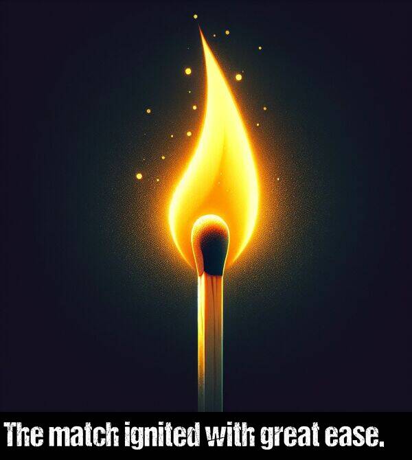 with: The match ignited with great ease.