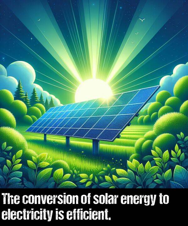 energy: The conversion of solar energy to electricity is efficient.