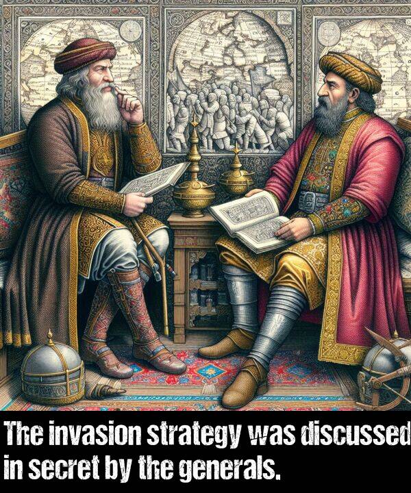 generals: The invasion strategy was discussed in secret by the generals.