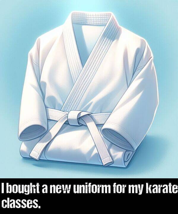 bought: I bought a new uniform for my karate classes.