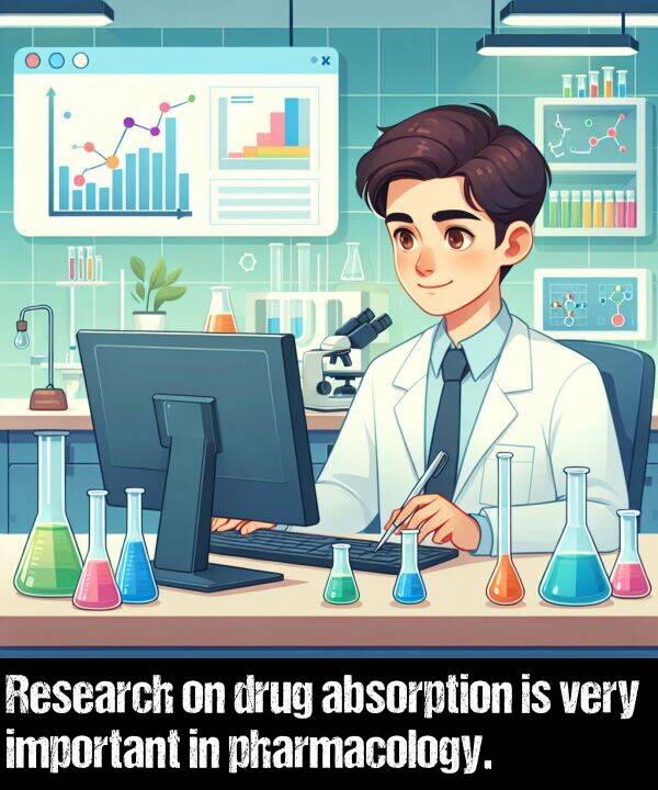 important: Research on drug absorption is very important in pharmacology.