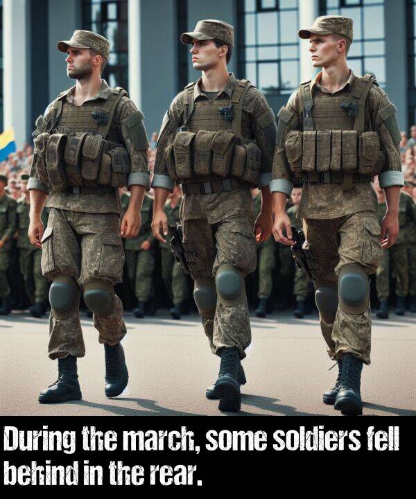 some: During the march, some soldiers fell behind in the rear.